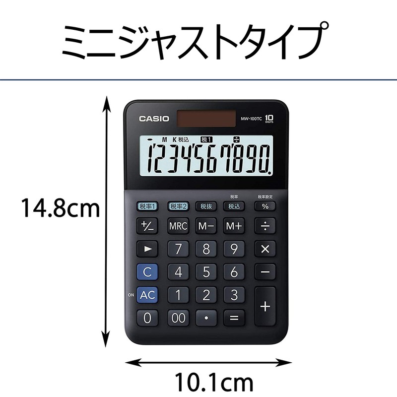 Casio MW-100TC-BK-N W Tax Rate Calculator, 10 Digit Tax Calculator,