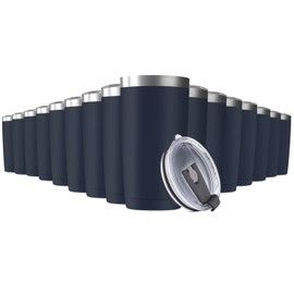 Deitybless 16 Pack 20oz Tumbler Vacuum Insulated Travel Mug with Lids, Stainless Steel Double Wall Bulk Cup for Home, Office, Outdoor Suitable for Vehicle Cup Holders (Navy)