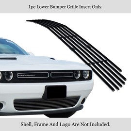 APS Premium Stainless Steel Black Horizontal Billet Grille Compatible with Dodge Challenger 2015-2022 Without Adaptive Cruise Control Lower Bumper N19-J93366D