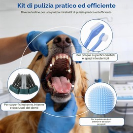 HOTUT Spazzolino per Cani,8 Pezzi Set Spazzolini da Denti per Cani,360º Spazzolino da Denti Del Dito del Cane,Tripla Testa,Doppia Testa,Pulizia Denti Multi Angolo per Animali Piccoli, Medi e Grandi