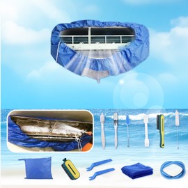Kikepilm Air Conditioning Deep Cleaning Kit Air Conditioner Cleaning Bag with Water Hose (13 Pieces, Small, Sky Blue)