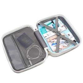 Kono Lightweight Polypropylene Carrying Case Hard Shell Cosmetic Case Travel Case Bag Mini 14" Luggage Organizer (White)