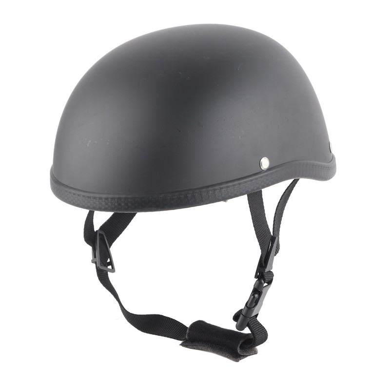 Motorcycle Low Profile Half Face Helmet Skull Cap Matte Black