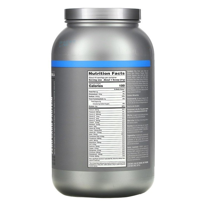 Zero Carb Protein Powder Creamy Vanilla 3 lbs (1.36 kg)