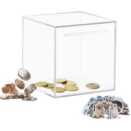 Clear and Unopenable Piggy Bank, Transparent Money Box for Cash Savings, Must-Break-to-Open Acrylic Coin Bank Change Jar for Real Money, Birthday Gifts for Kids & Adults - Color: Square, Size: Small