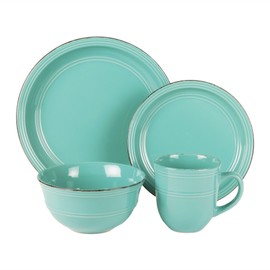 American Atelier 16 Piece Madelyn Blue Dinnerware Set, Aqua