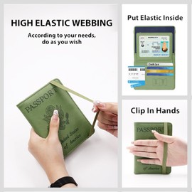 Melsbrinna Passport Holder,Passport Holder Card Slots,Cute Passport cover for Women/Men,Waterproof Rfid Blocking Travel Wallet (Moss Green2)