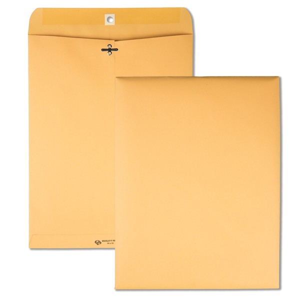 Quality Park 10" x 13" Clasp Envelopes, Brown Kraft, Gummed Flap, 100/Box (QUA37797)
