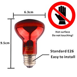 Reptile Red Heat Lamp Bulb - 75W Infrared Basking Spot Light for Breaded Dragon Heat Light Bulb for Gecko Iguana Snake Ball Python Night Time
