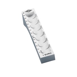 Wedo 160710037 Münzrille 1 Euro Plastic for 65 Coins with Markers. 180 x 45 x 35.8 mm Light grey