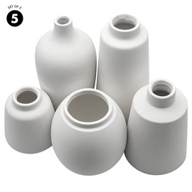 Koyal Wholesale Ceramic Bud Vases, Modern Decorative Vases for Wedding, Set of 5 Small & Tall Vases, White