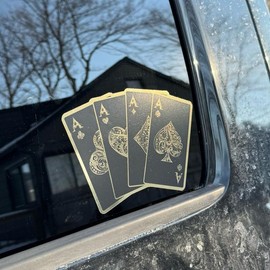 Ace Playing Card Chrome Sticker - High Quality Printed Vinyl Graphic Decal:_Gold paisley design