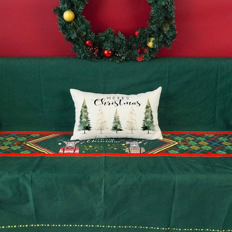ONWAY Merry Christmas Trees Pillow Covers 12x20 Inch Xmax Tree