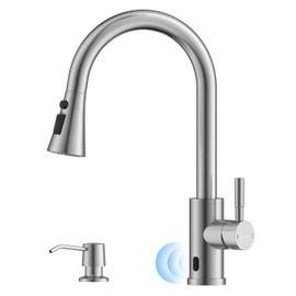 AJO BEND Touchless Kitchen Sink Faucet with Pull Down Sprayer, Motion Sensor Touch on Faucets for Kitchen Sink, 360° Swivel Spout, Brushed Nickel