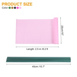 sourcing map 5 Colors Crepe Paper Flower Kit 8.2ft x 10 in Colorful Crepe Paper Rolls with 50 Pcs Floral Iron Wire Stem 20 Pcs Leaves 2 Roll Tape for Wedding Holiday Party Decoration