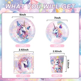 50 Piece Party Tableware Set, Children's Birthday Tableware Set, Party Tableware Birthday, Children's Birthday Decoration with Plates, Cups, Napkins, Party Tableware for 10 Guests