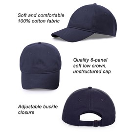 Oversize XXL Baseball Cap, Extra Large Cotton Baseball Hat for Big Heads 23.5"-26", Plus Size Unstructured Plain Dad Cap Navy