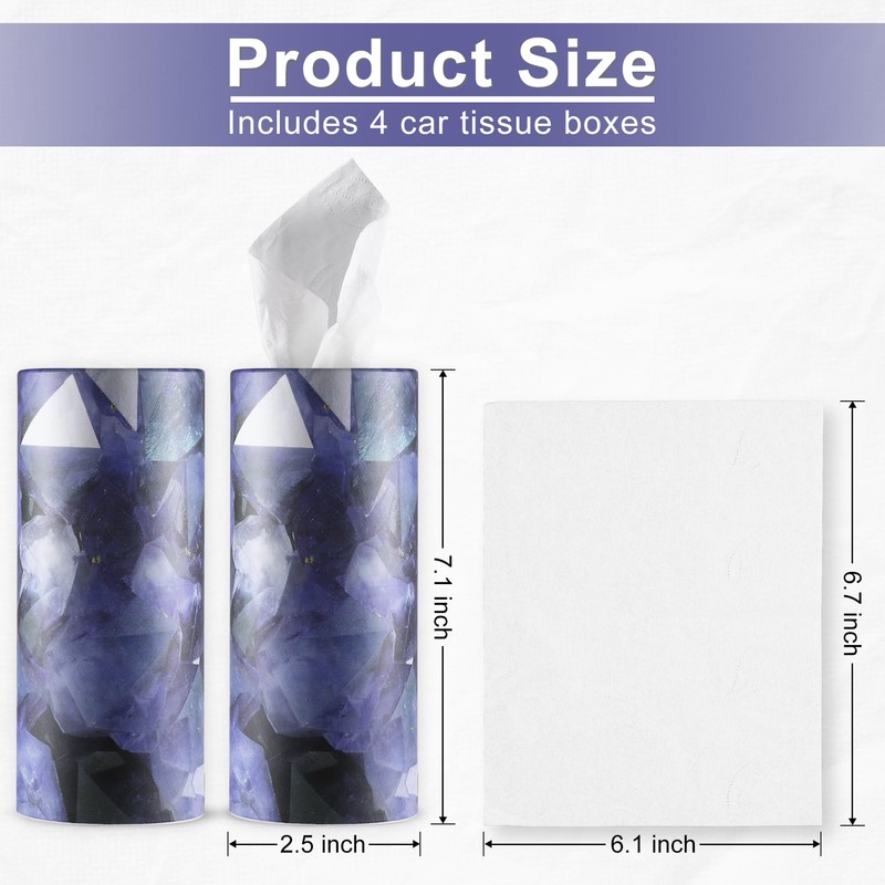 SINGARO Car Tissue Holder, 4 Pack Car Cup Holder Facial