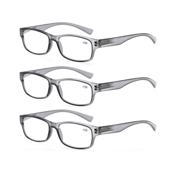 Juego de gafas de lectura de colores mezclados con bisagras de resorte de calidad vintage confort para hombres y mujeres, 3gris, M