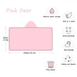 Asnewkit Hooded Baby Towel, Baby Bath Towels with Hood,Unique Animal Design Baby Towel with Hood Soft Absorbent Baby Bath Towels, for Newborn Baby Boy and Girl (L-Pink Fawn)