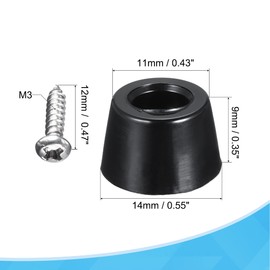 sourcing map 14mm W x 9mm H Round Rubber Bumper Feet, Stainless Steel Screws and Washer for Furniture, Electronics, Non-Slip 8pcs