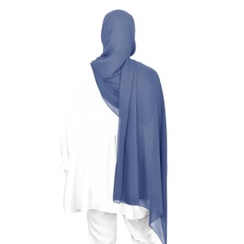 Lina & Lily Women's Muslim Premium Chiffon Hijab Headscarf Scarf Made of Lightweight Fabric, Denim blue