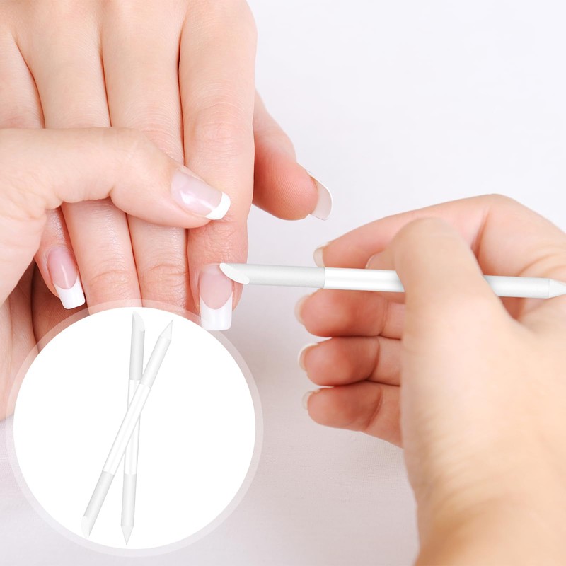 Pack of 2 Glass Nail File Round Double-Sided Cuticle Pusher