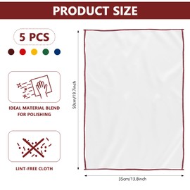 QUYLIXX 5 Pcs Wine Glass Polishing Cloths Large Microfiber Cleaning Cloths 20 x 14 Inch Lintless Towels for Drying Wine Glasses Cleaning Window Stemware Dishes Glassware (5 Colors)