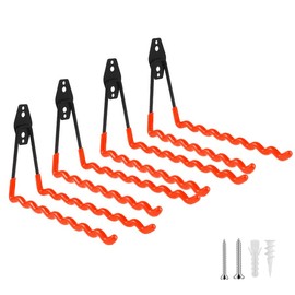 ZexHok Wall Mounted Garage Hooks Tool Organizer, 10 Inch Garage Storage Hook Heavy Duty Utility Wall Hangers Orange for Ladders, Hose, Garden Tools, Set of 4