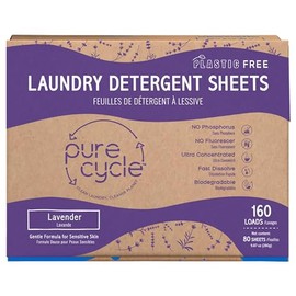 World Amenities Pure Cycle Laundry Detergent Sheets - No Spill Travel Pack - 160 Loads (Lavender Peppermint)