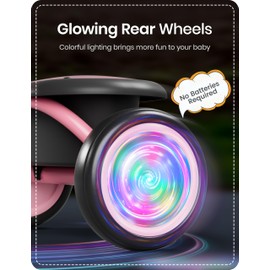 besrey Colorful Lighting Toddler Tricycle for Ages 18 Months to 5 Years, Toddler Bike with Bell, Kids Tricycle, Gift for 2-5 Year Olds, Toy for Boys and Girls, Tricycle for Toddlers, Pink