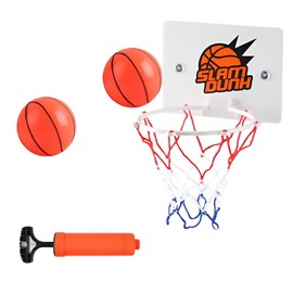 4 Pcs Mini Basketball Set, Mini Basketball Hoop for Door, Includes Indoor Basketball Hoop Sucker Small Basketball and Pump Mini Basketball Hoop for Kids Desktop Bathroom Game Favors