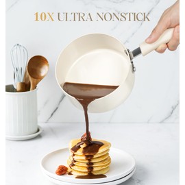 MICHELANGELO Nonstick Sauce Pan Sets, Ceramic Saucepan with Lid, Multipurpose Pot with Lid, Non-Toxic Saucepans, 1QT & 2QT & 3QT, White