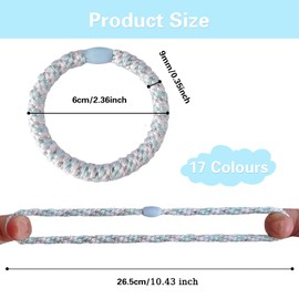 Pack of 17 Hair Bobbles Women's HXC Hair Bobbles Girls Elastic Cable Bobbles Without Metal Braided Hair Band Bracelet for Women for Thin Thick Medium Long Hair (Blue / Multicoloured)