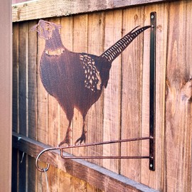 Bird Feeder Hanger Pheasant Steel Copper Effect Antique Garden Bracket Hook Gift