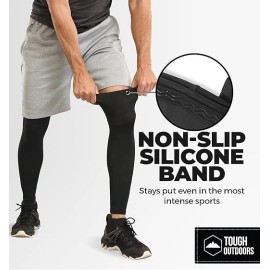 Tough Outdoors Compression Leg Sleeves - Full Leg Compression Sleeve for Men & Women, UV Leg