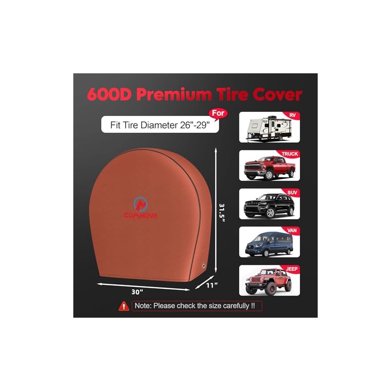 Comnova RV Tire Covers 4 Pack - Tough Tire Wheel