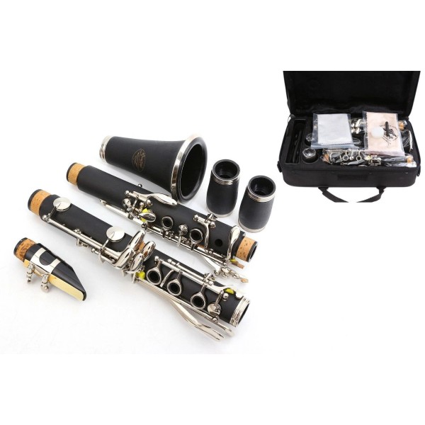 Yinfente New Professional Clarinet Ebonite Body Nickel Plated Bb Key