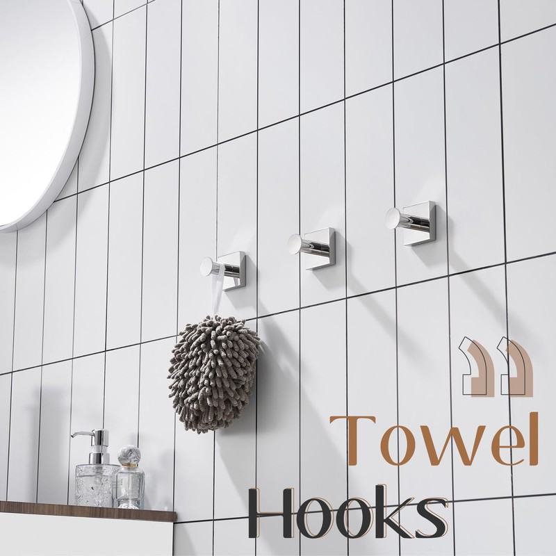 KOKOSIRI Hooks for Hanging Towels Chrome Bathroom Hand Towel Hooks