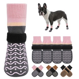BEAUTYZOO Dog Socks, Non Slip Dog Socks to Prevent Licking Paws -Dog Boots & Paw Protectors with Grippers on Hardwood Floors, Dog Shoes for Hot/Cold Pavement Small Medium Large Senior Dogs Booties