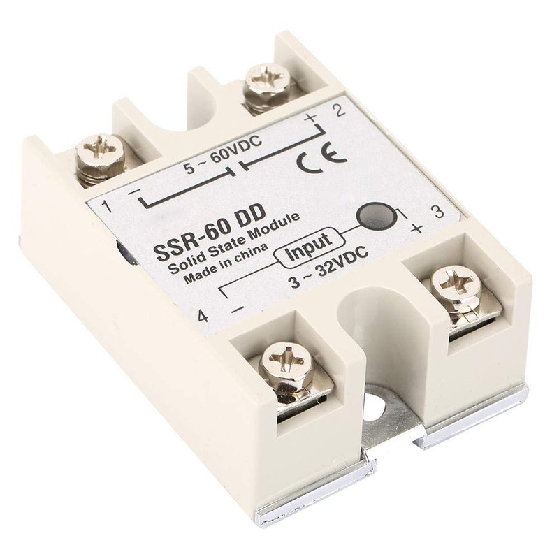 Keenso SSR-60DD Solid State Relay, 3-32VDC to 5-110VDC 60A Output
