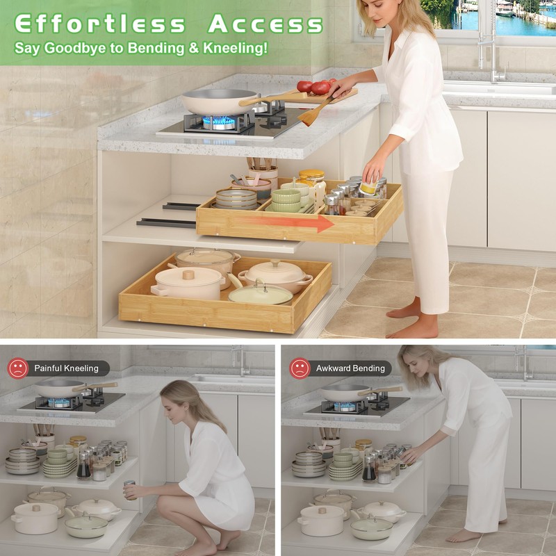 LUHENPING No Drill Pull Out Drawers for Cabinets, 20" W