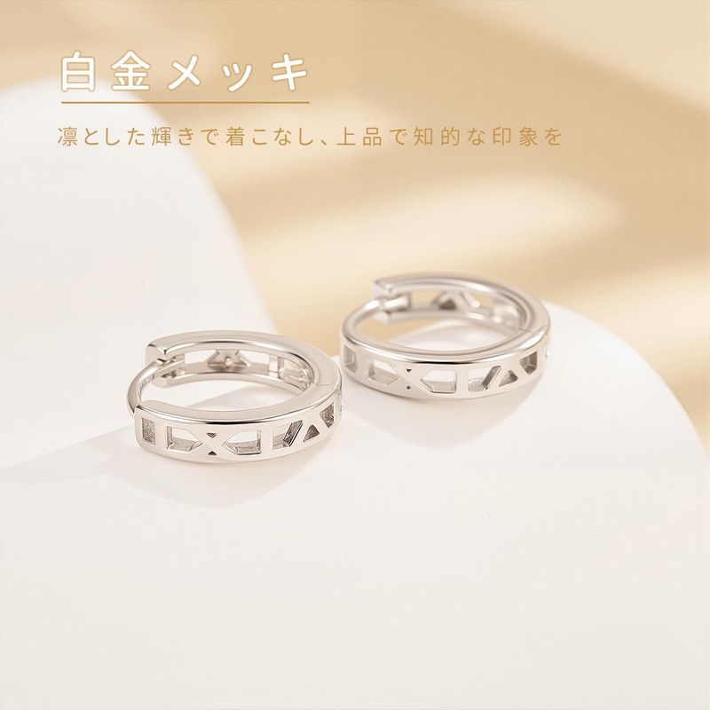 Women's Roman Numerals, Atlas Style, 925 Silver, Hypoallergenic Earrings, Hoop
