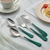 Onlycooker 24 piece Green Forks and Spoons Silverware Set,Green Handle