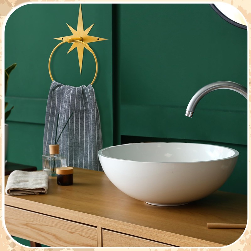 Reallnaive Mid Century Towel Ring Holder for Bathroom Modern Gold