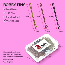 Biribila Bobby Pins – 5cm Long Hair Pins for Women with Box – Hair Grips for Thicker & Strong Hair, Ideal Hair Clips & kirby grips for All Types