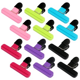 Food Clips,12PCS Bag Clips for Food Storage Reusable Food Bag Clips Kitchen Storage Clip, Sturdy Sealing Clips for Home Kitchen Travel Camping (6 Colours)