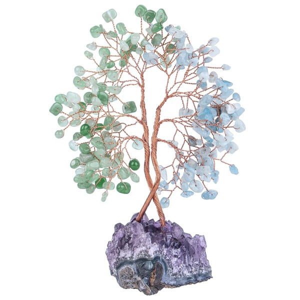 Nupuyai Crystal Tree Feng Shui Money Tree Tree of Life Gemstone Tree with Amethyst Druze Stone Base for Good Luck and Home Decoration