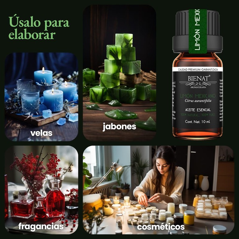BIENAT AROMATERAPIA Aceite Esencial de Limón Mexicano 10mL