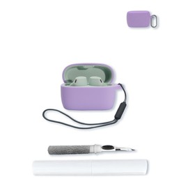 Case for Jabra Elite 4 Active-Sports Wireless Bluetooth Earbuds,Soft Protective,Shockproof,BOVUGAC Silicone Case Cover with Keychain & Cleaning Kit & Lanyard-Purple